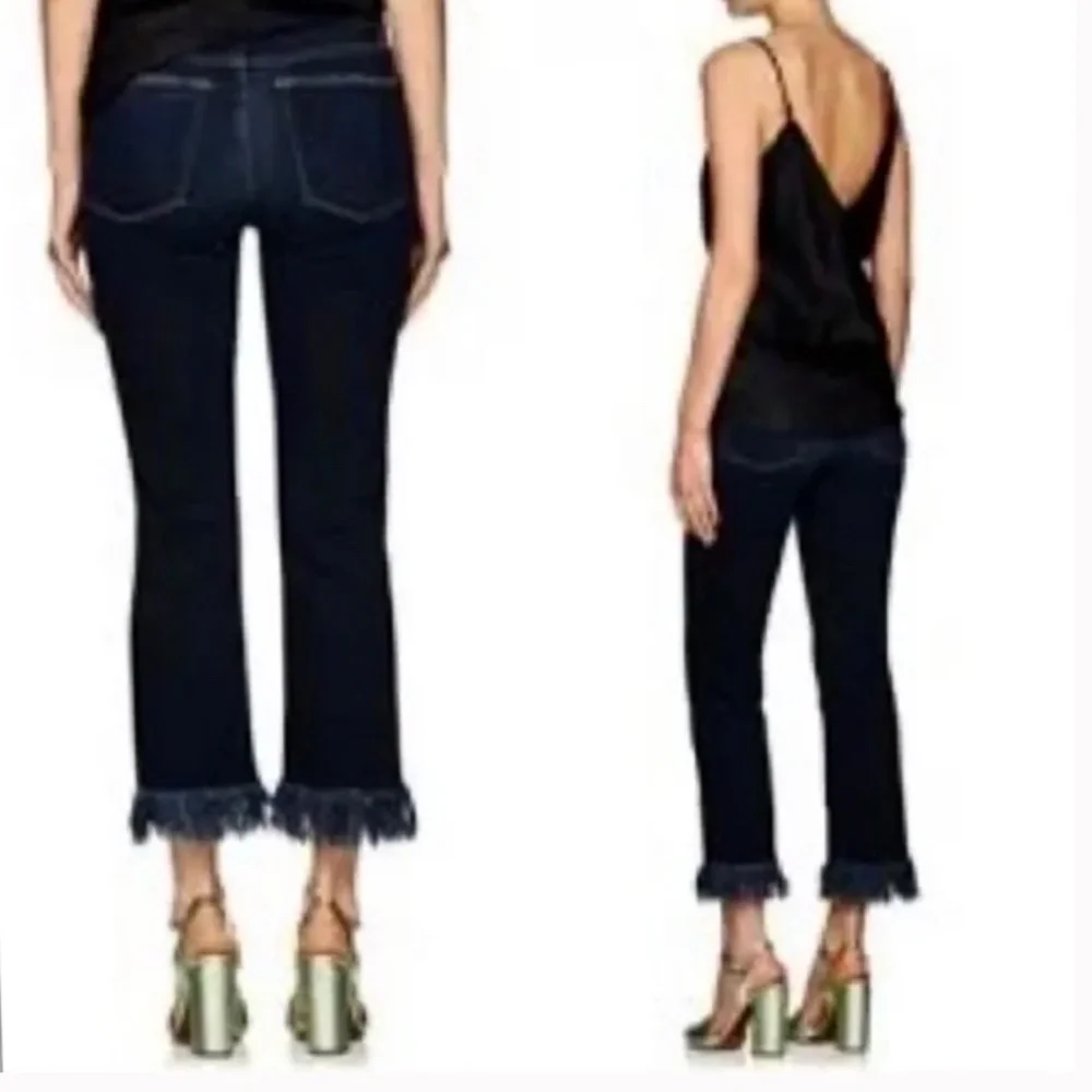 Frame Denim Le High Straight Fringe Hem Jeans in Pine Knoll - Picture 10 of 12